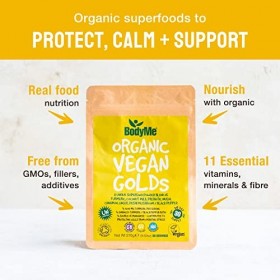 BodyMe Poudre d Or Végétalien Biologique | 270g | Mélange De Curcuma | Avec Curcuma Lait De Coco Poudre Inuline Prébiotique 