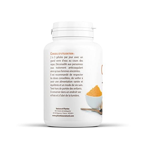 Curcuma + poivre noir + gingembre BIO 180 gélules 2 mois d'utilisation