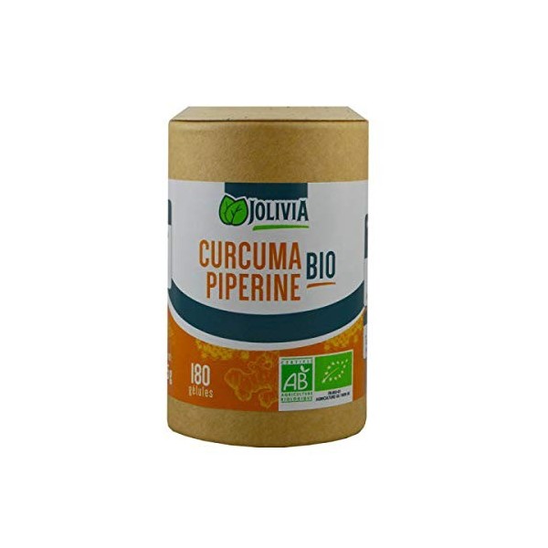 Curcuma Piperine Bio - 180 Gélules végétales de 300 mg | Format Gélule | Complément Alimentaire | Vegan | Fabriqué en France