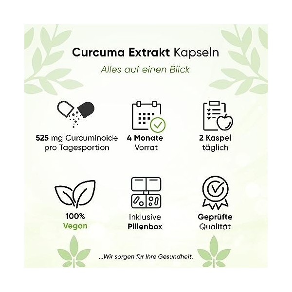 Extrait de Curcuma - 240 gélules - Teneur en curcumine équivalent à 17 500 mg de Curcuma - 4 mois de stock - Pilulier inclus 