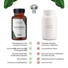 Curcuma Bio Gélules Français - 1500mg Par Portion - 200 Gélules Vegan 4 Mois - Avec Gingembre et Poivre Noir - Certifié Agr