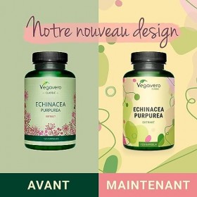Echinacea Purpurea Vegavero® | Extrait Pur : 725 mg | Unique : Avec 4% Polyphénols | Défenses Immunitaires | Sans Additifs | 