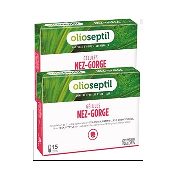 Olioseptil - Nez-gorge - Lot de 2 x 15 gélules - Libère les voies aériennes supérieures