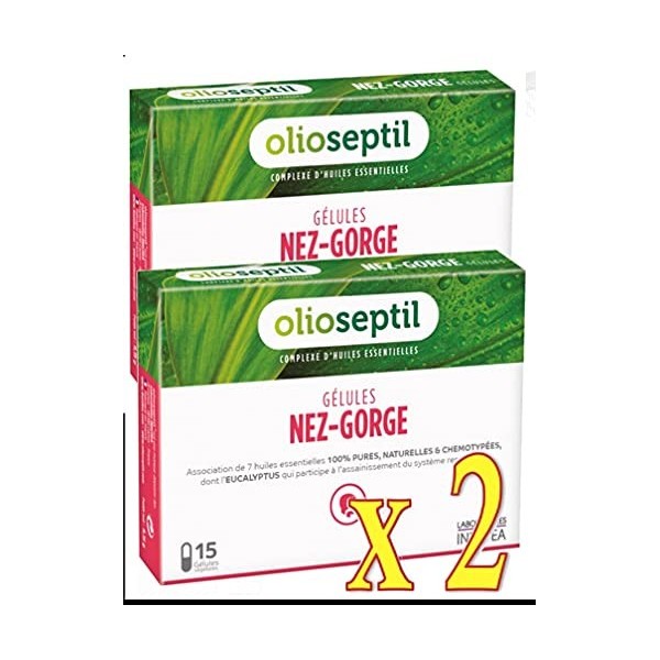 Olioseptil - Nez-gorge - Lot de 2 x 15 gélules - Libère les voies aériennes supérieures