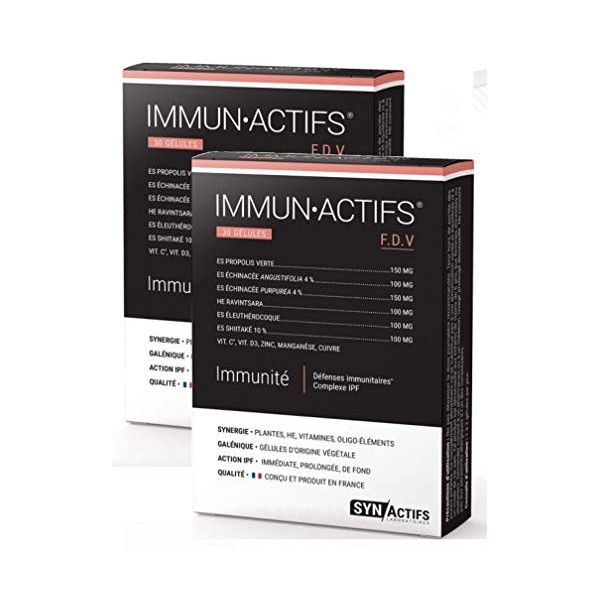 SYNActifs - IMMUNactifs - Défenses immunitaires - 1 Mois de traitement - 2 Boites de 30 Gélules de SYNACTIFS