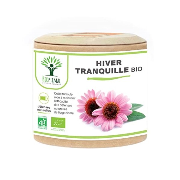 Défenses Bio - Bioptimal - Complément alimentaire - Echinacée enrichi avec Curcuma Eucalyptus Thym Plantain Hysope - Maux de 