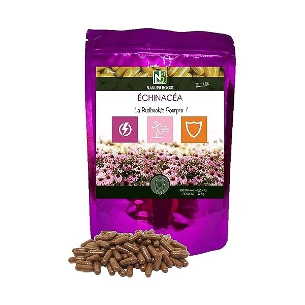 NAKURU | Échinacéa | Gamme Boost | Fabriqué en France | "La Rudbeckia Pourpre !" 500 Gélules Végétales de 285mg / Poids Net: