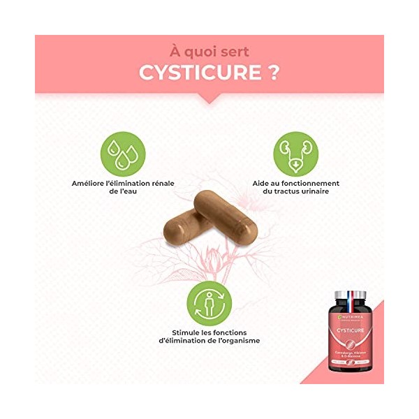 CYSTICURE - Inconfort Urinaire & Protection de la Flore Intime - Synergie Efficace avec Canneberge, Hibiscus & D-Mannose - 60