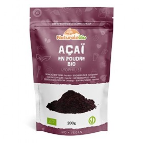 Poudre de Baies d’Acai Bio - Freeze-Dried - 200g. Pure Organic Acai Berry Powder. Produit au Brésil, Lyophilisé, Cru, extrait