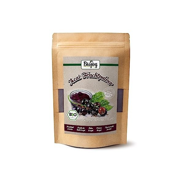 Biojoy Açaï en Poudre BIO, idéal en smoothies et shakes, Poudre de Baies d’Acai lyophilisé 250 gr 