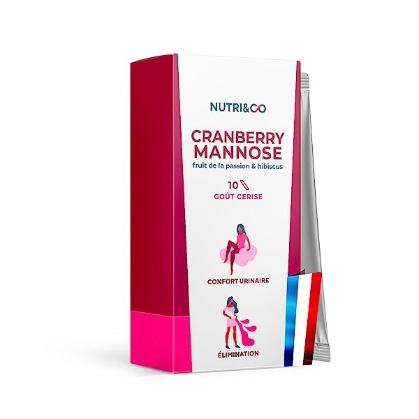 Cranberry + D-Mannose + Hibiscus - Inconfort Urinaire Flore Intime - Cure Naturelle de 5 jours - 10 Sticks Pratiques et Discr