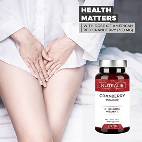 CRANBERRY Gélules Véganes Infection Urinaire et Cystite - Canneberge, Vitamine C, D-Mannose et Hibiscus - 60 Gélules Nutralie