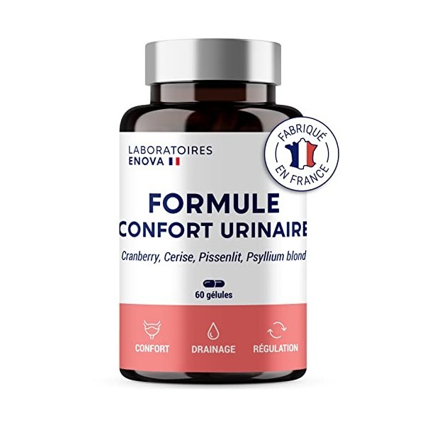 FORMULE CONFORT URINAIRE | Cranberry Psyllium Cerise Pissenlit | Complement alimentaire | Confort, Drainage, Régulation | 60 