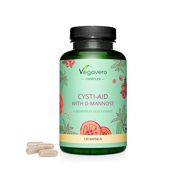 Cystite Complex Vegavero® | 120 gélules | 100% NATUREL : Avec D-Mannose + Canneberge + Ortie + Pamplemousse + Busserole | San