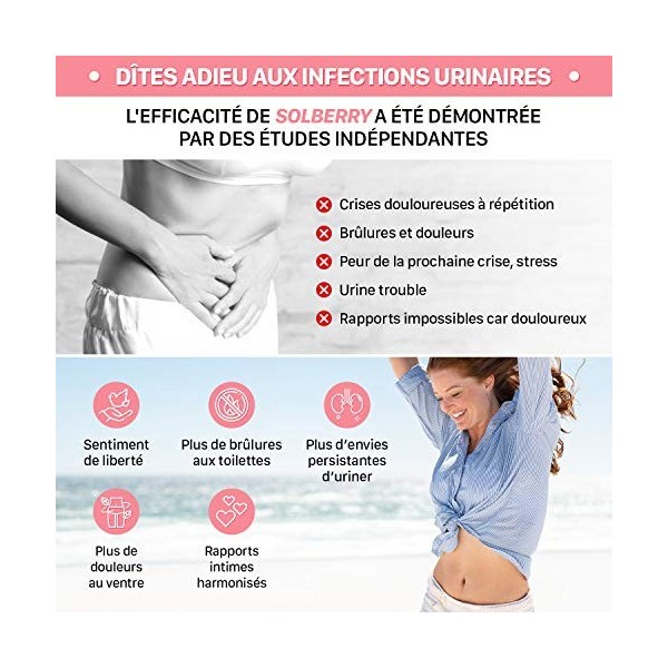 Complément Infection Urinaire Femme SOLBERRY - Puissants Extraits de Canneberge et Hibiscus - 60 gélules Vegan Concentrées - 