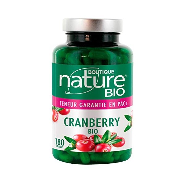 Boutique Nature - Complément Alimentaire - Cranberry BIO - 180 Gélules Végétales - Bien être urinaire féminin - Format ECO