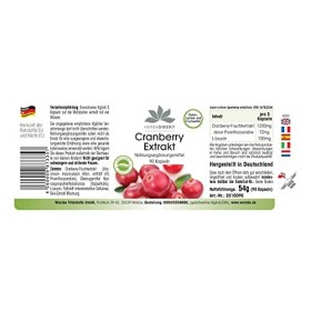 Extrait de Canneberge - 1200mg par dose journalière Cranberry 5:1 - Substance pure sans additifs - 90 gélules | HERBADIRE