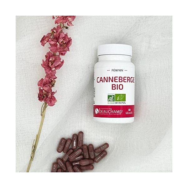 Laboratoire Beauchamp - Complément alimentaire CANNEBERGE BIO - 60 gélules - Confort urinaire féminin - 14% proanthocyanidine