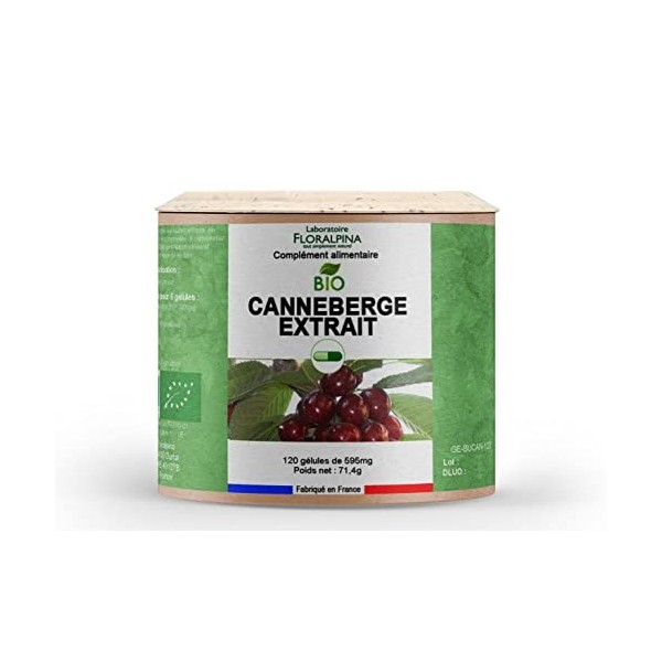 Laboratoire Floralpina - Canneberge extrait bio 120 gélules - 100% à base de fruit de canneberge issu de l’Agriculture Biolog