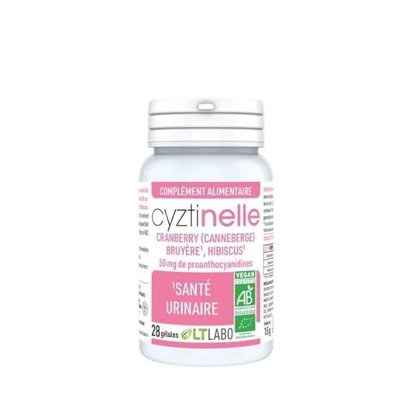 Cyztinelle Bio - Cranberry Canneberge , Bruyère, Hibiscus - 50mg de proanthocyanidines - 28 gélules