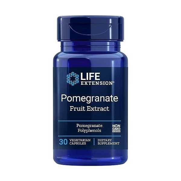 Life Extension, Pomegranate Extract Extrait de Grenade , 400mg, 30 Capsules végétaliennes, Testé en Laboratoire, Végétarien,