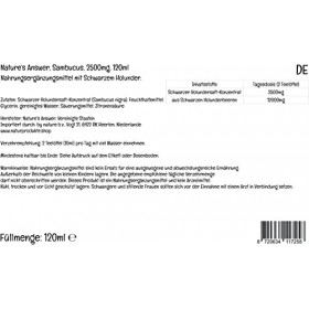 Natures Answer, Sureau Noir Sambucus , Sans Alcool, Végétalien, 120ml, Testé en Laboratoire, Sans Gluten, Sans Soja, Végéta