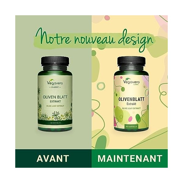 Extrait de Feuilles dOlivier Vegavero® | 7500 mg avec 40% dOleuropéine | Sans Additifs | Antioxydant Puissant + Système car