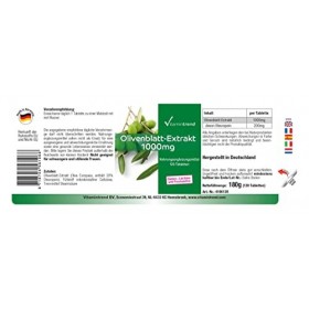 Extrait de Feuilles dOlivier 1000mg - 120 comprimés - ! POUR 4 MOIS ! - Végan – Hautement dosé - 20% doleuropéine | Vitamin