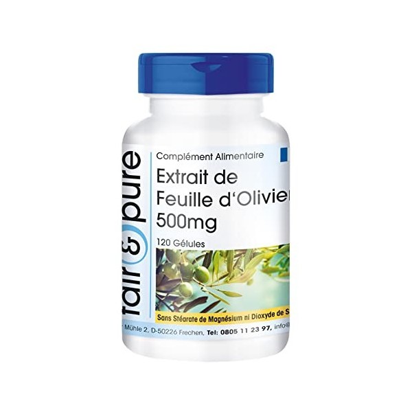 Fair & Pure® - Extrait de feuille dolivier 500mg - standardisé à 20% doleuropéine - végan - 120 gélules