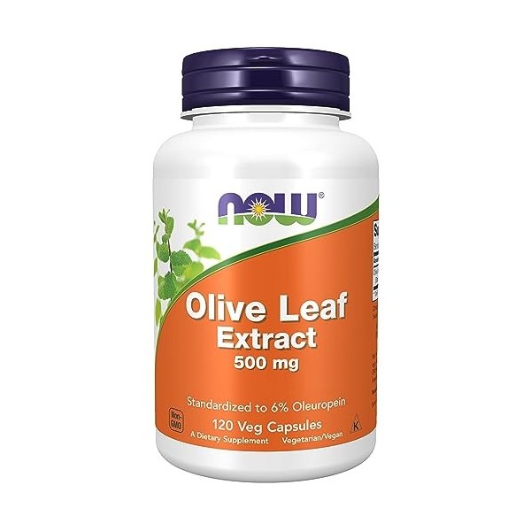 Now Foods, Olive Leaf Extract Extrait de Feuille dOlivier , 500mg, 120 Capsules végétaliennes, Testé en Laboratoire, Sans S