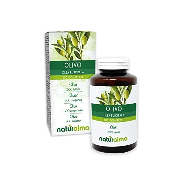 Olivier Olea europaea feuilles Naturalma | 150 g | 300 comprimés de 500 mg | Complément alimentaire | Naturel et Végétalien