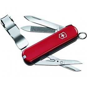 Victorinox Nailclip 580, Swiss Made, 8 Fonctions, Lime à Ongles, Coupe-Ongles, Lame, Ciseaux, Rouge