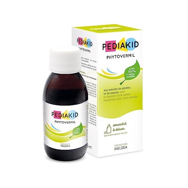 Pediakid - Phytovermil - Complément Alimentaire Naturel -Contribue au Maintien dune Sphère Intestinale Saine - Bouchon Doseu