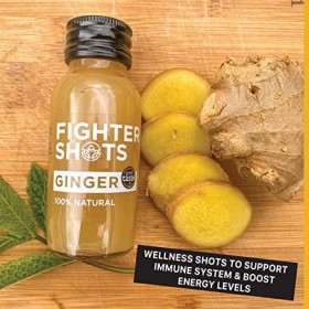 Fighter Shots Gingembre 12x60ml | 27 g de gingembre frais pressé à froid | 100% Naturel | Parfait pour vous donner un coup 