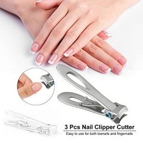 Sunhour Nail Clippers 3 Packs Fingernail &Toenail Clipper Professional Grade Stainless Steel Clippers with Wide Jaw Opening f