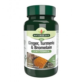 Natures Aid Gingembre, Curcuma, Bromélaïne de- 60 comprimés