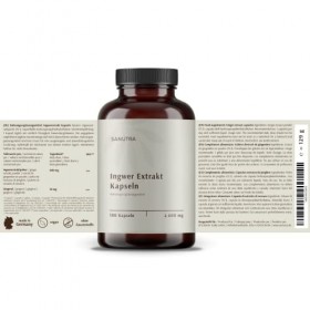 SANUTRA® Gélules dextrait de Gingembre | extrait 15:1 | 5% de gingérol | 180 gélules de 600 mg | 6 mois de consommation | To