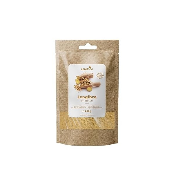 Carefood - Gingembre en Poudre Bio - Superfood Gingembre 100% Biologique Adapté aux Véganes - Superfood Naturel Idéal pour Re