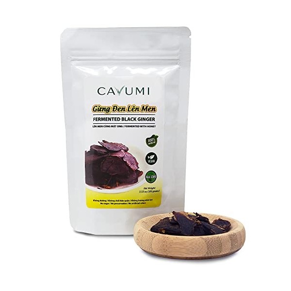 CAVUMI Gingembre Fermenté 200 g - Gingembre noir médicinal du Vietnam - 100 % naturel et végétalien - Doux et doux au goût.