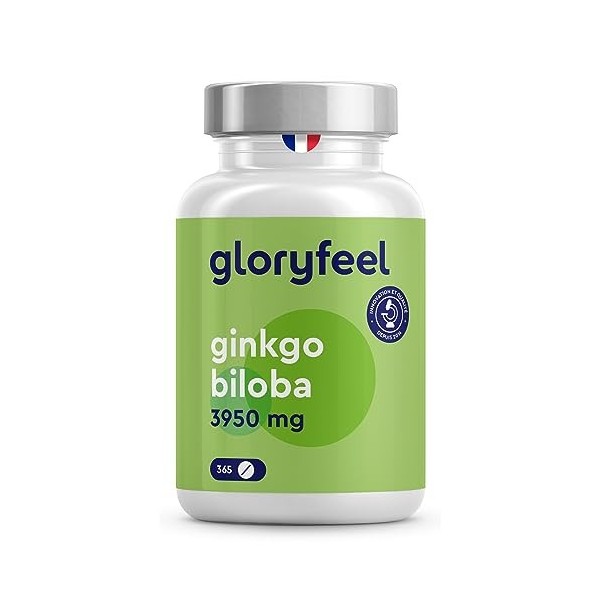 Ginkgo Biloba 3950 mg par Dose Quotidienne, 365 Comprimés, Premium Extrait de 50:1 Hautement Dosé, 19 mg de Flavonoglycosides