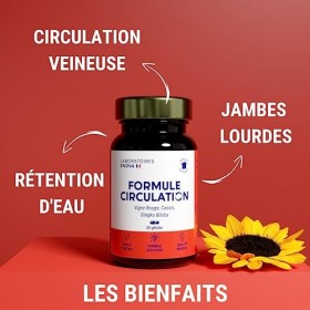 FORMULE CIRCULATION Sanguine | Jambes lourdes, Circulation veineuse, Rétention deau | Vigne Rouge hautement dosé , Cassis, 