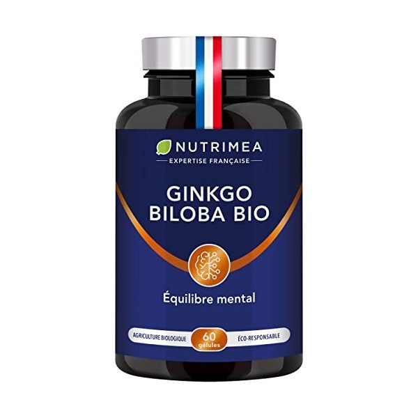 Ginkgo Biloba BIO - Complexe Mémoire & Concentration - Booste les Performances Cérébrales - Sauge BIO - 60 Gélules Vegan - Nu