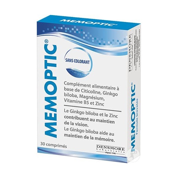 Memoptic - Memoptic Complement alimentaire Densmore - Ginkgo biloba - Choline - Magnesium - Vitamine B5 et Zinc - Lot de 2 Bo