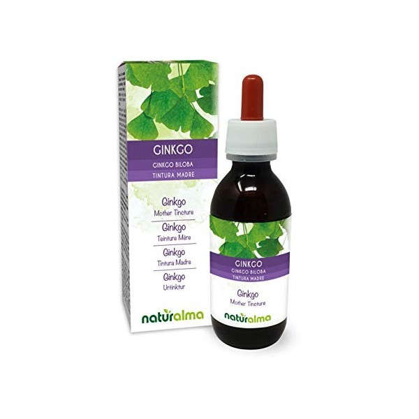 Ginkgo Ginkgo biloba feuilles Teinture Mère sans alcool Naturalma | Extrait liquide gouttes 120 ml | Complément alimentaire