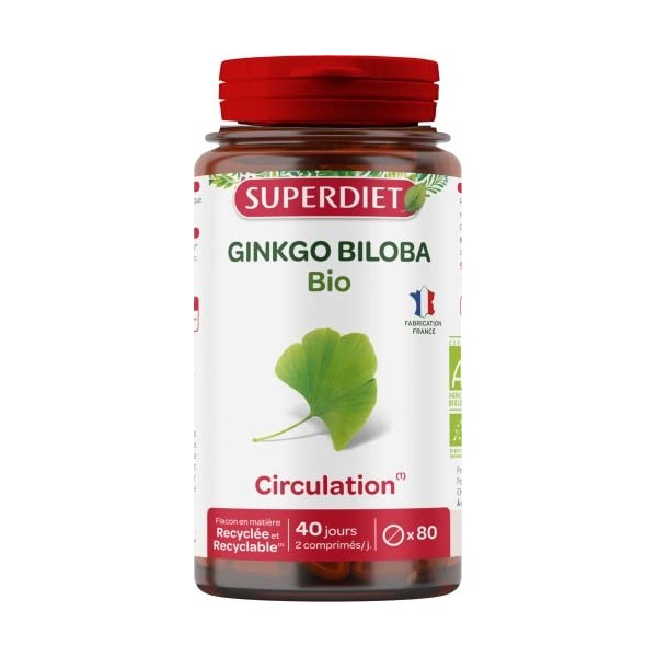 Super diet - Ginkgo biloba - comprimés 80 - Lallié de la mémoire 100% bio