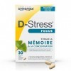 D-STRESS FOCUS 30 comprimés | L-Tyrosine, Ginkgo biloba et Vitamine C | Stimule la mémoire et la concentration | Vegan, Sans 