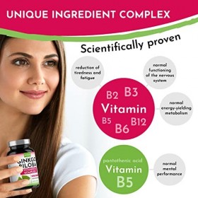 VROODY Vegan Extrait de ginkgo biloba à dose élevée de 6 000 mg - Associé à la vitamine B12, il contribue à réduire la fatigu