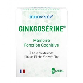 Ginkgo Biloba Ginkgosérine - Complément Alimentaire Végétal 100% Naturel Memoire/Concentration 60 Gélules Cure 30 Jours - Fab