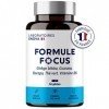 FORMULE FOCUS | Ginkgo Biloba, Guarana, Bacopa, Thé Vert, Vitamine B6 | Nootropique Puissant 100% Naturel | Memoire, Concentr