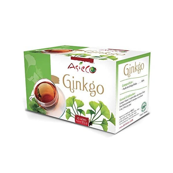 Tisane Gingko Biloba 100% naturel Boîte de 25 Sachets de 1,5g - Asieco